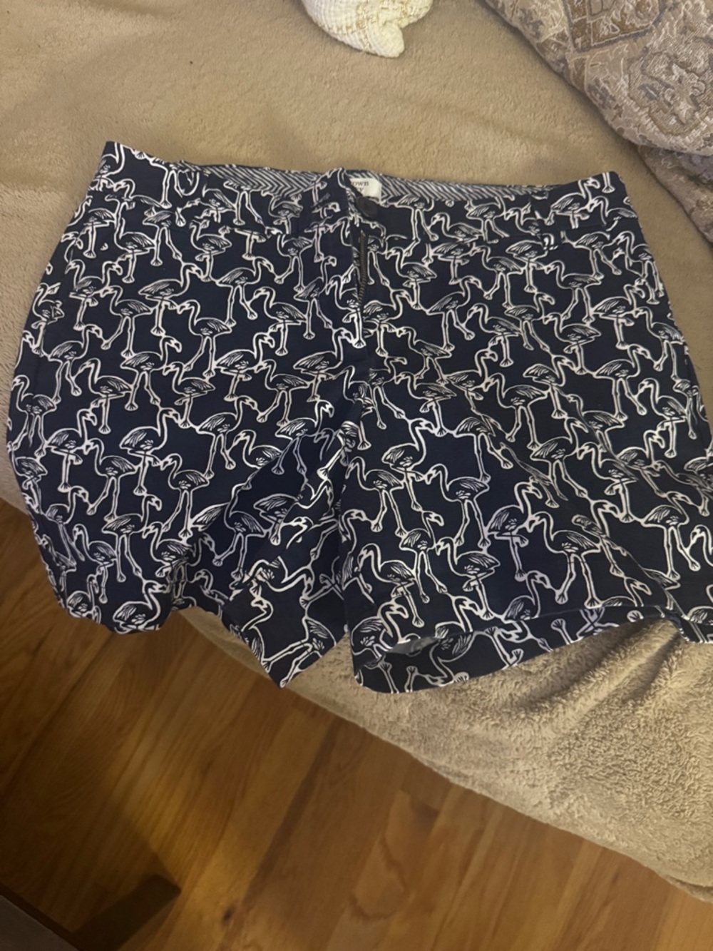 crown & ivy Navy Flamingo Print Bermuda Shorts